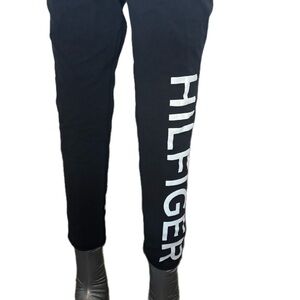 Tommy Hilfiger Jersey Leggings Black White Logo Stripes Ankle Activewear Large